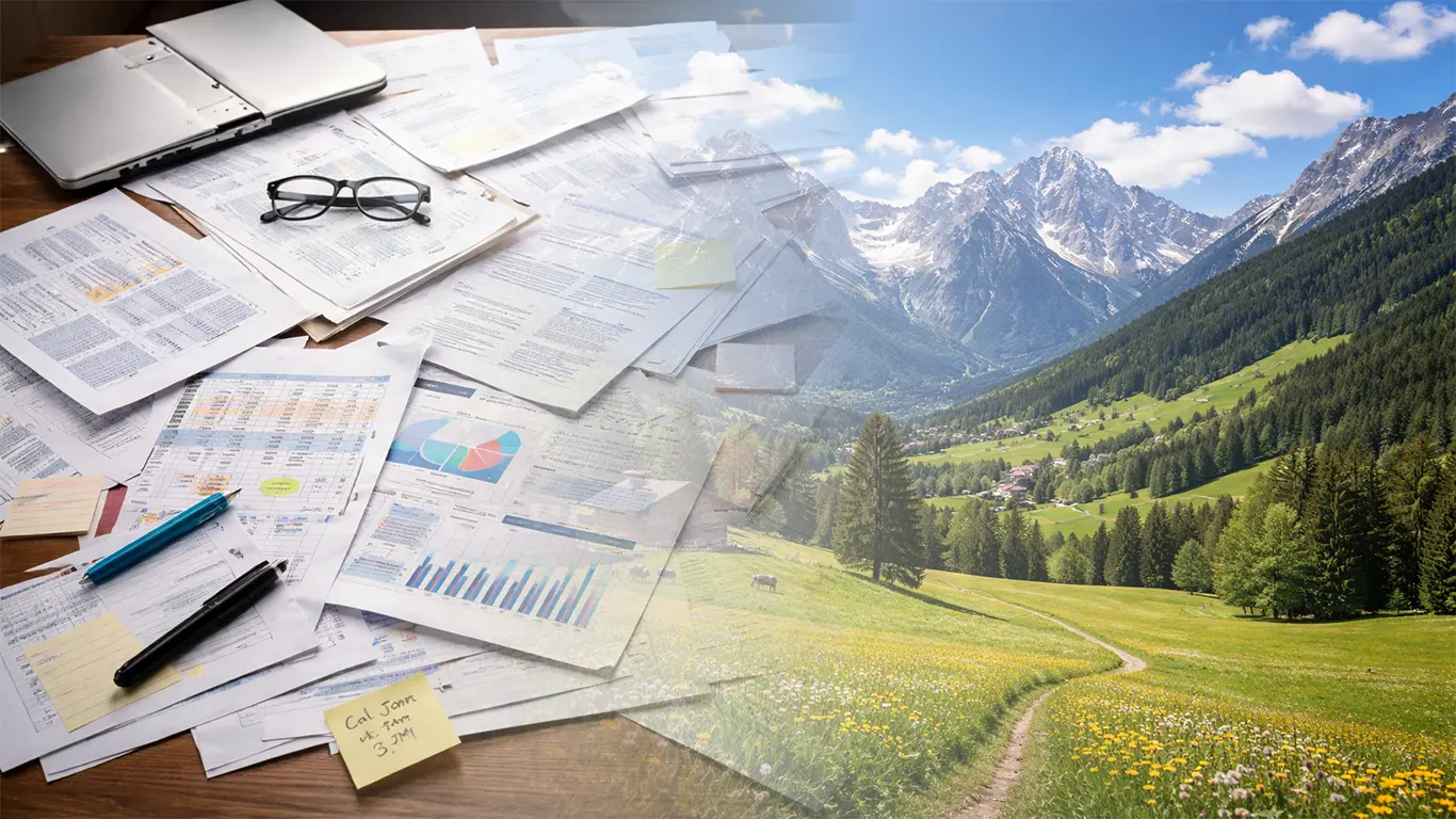 Österreichische Landschaft mit Dokumenten